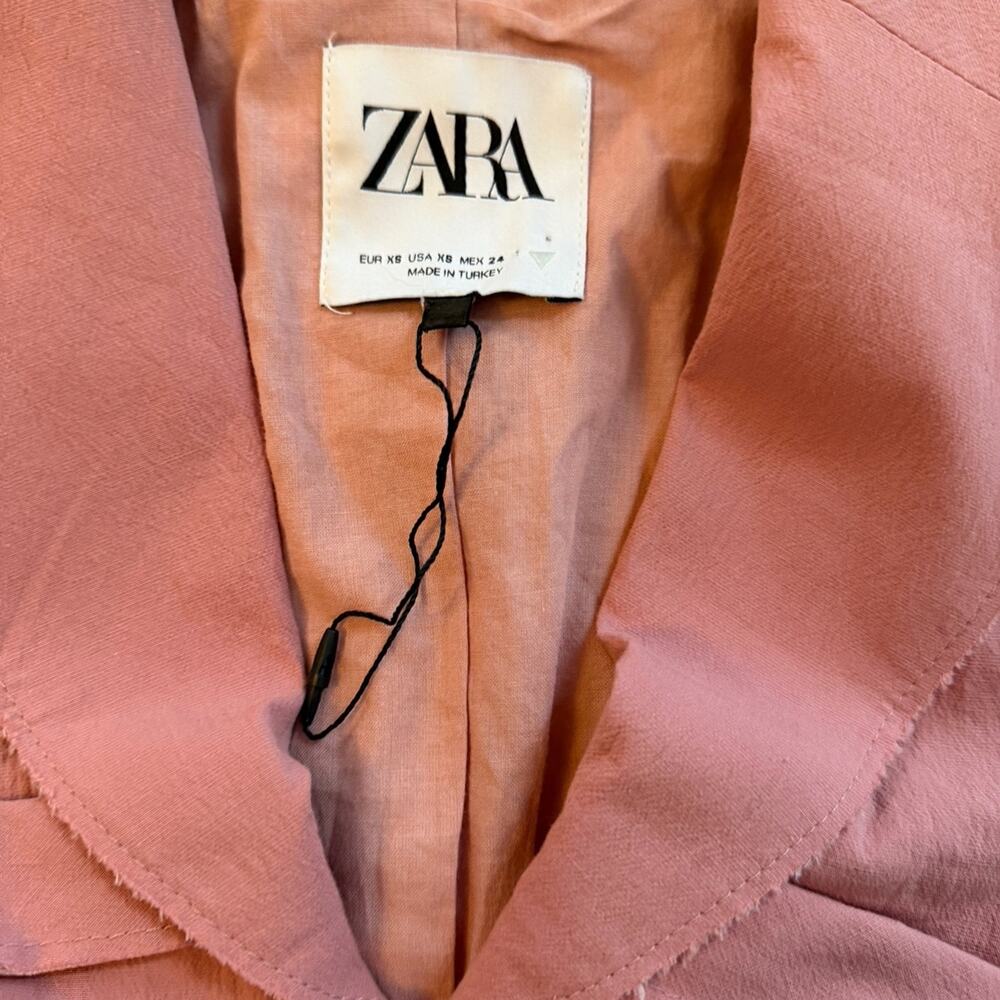 Zara Women’s Cropped Balconette Blazer Faded Pink Size XS Like New - Picture 7 of 7